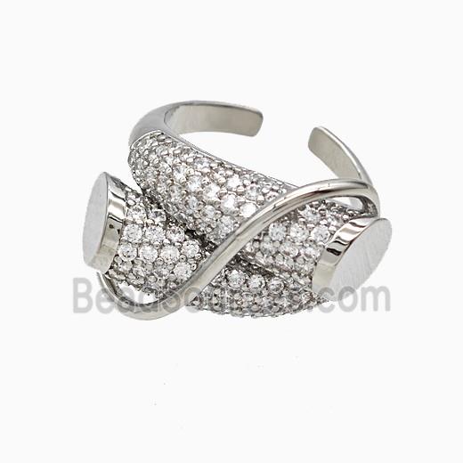 Copper Rings Pave Zirconia Platinum Plated
