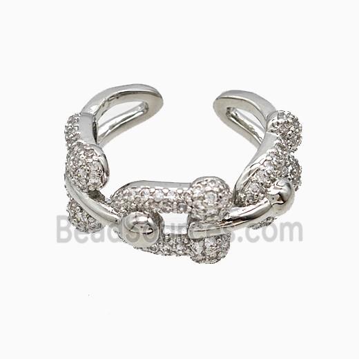 Copper Ring Pave Zirconia Platinum Plated