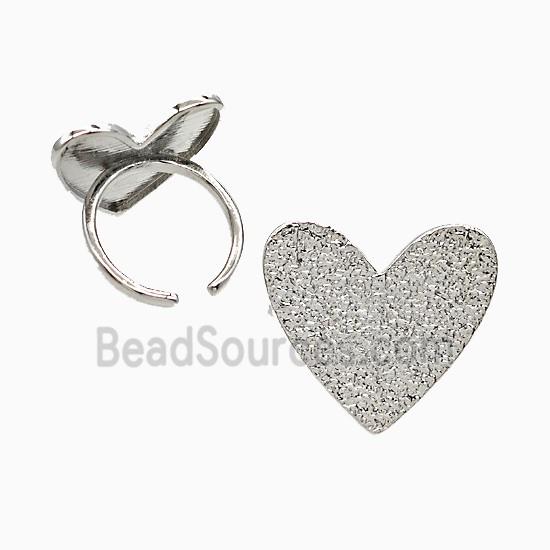 Copper Heart Rings Corrugated Platinum Plated