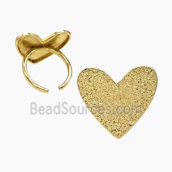 Copper Heart Rings Corrugated Gold Plated