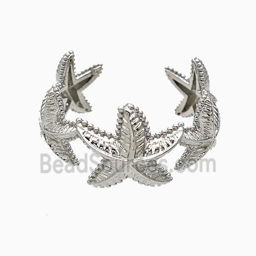 Copper Starfish Rings Platinum Plated