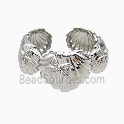 Copper Scallop Shell Rings Platinum Plated