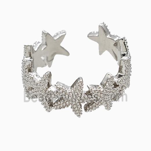Copper Starfish Rings Platinum Plated