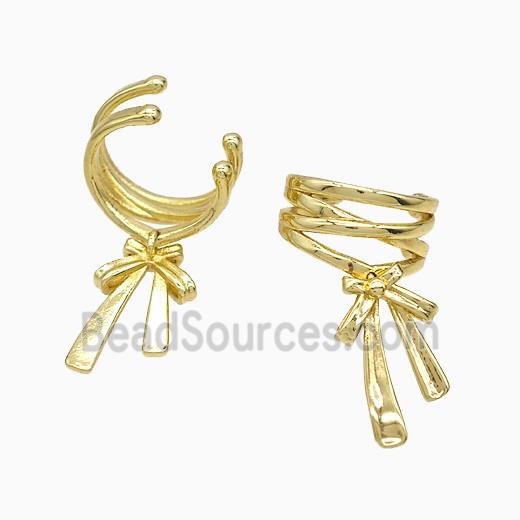 Copper Bowknot Clip Earrings Gold Plated