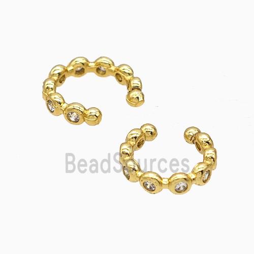 Copper Clip Earrings Pave Zirconia Gold Plated