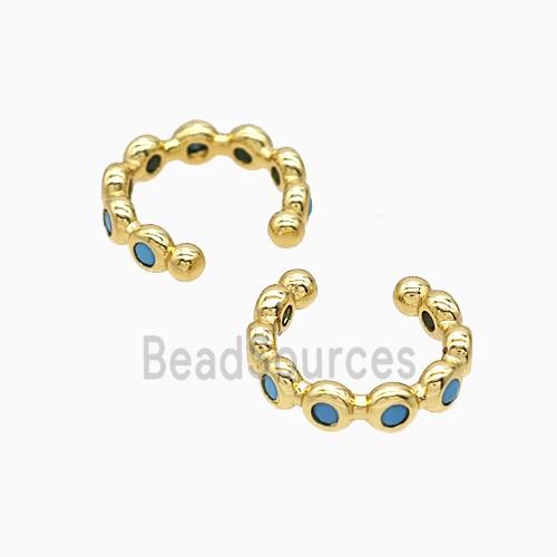 Copper Clip Earrings Pave Zirconia Gold Plated