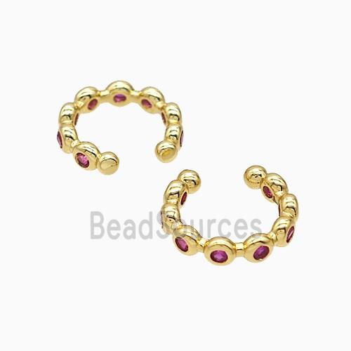Copper Clip Earrings Pave Zirconia Gold Plated