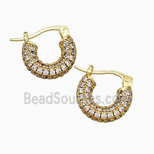 Copper Leaveback Earrings Pave Zirconia Gold Plated