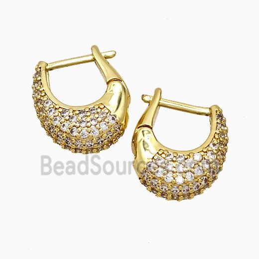 Copper Latchback Earrings Pave Zirconia Gold Plated