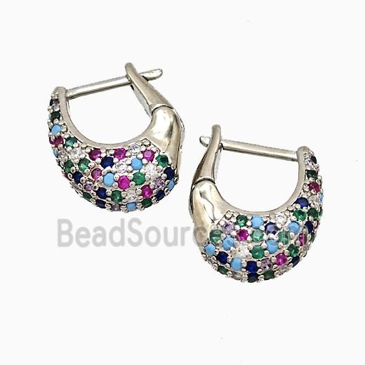 Copper Latchback Earrings Pave Zirconia Platinum Plated