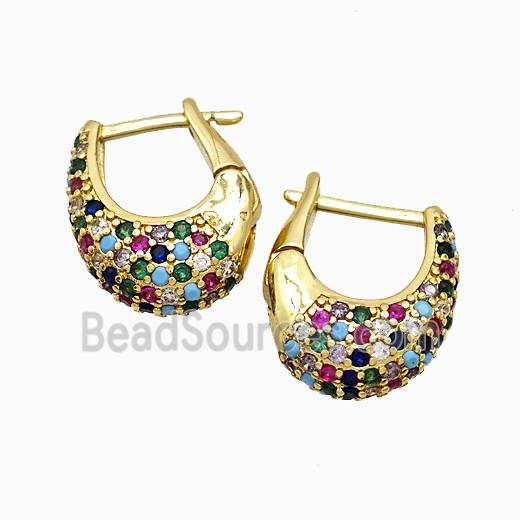 Copper Latchback Earrings Pave Zirconia Gold Plated