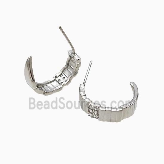Copper Stud Earrings Pave Zirconia Platinum Plated