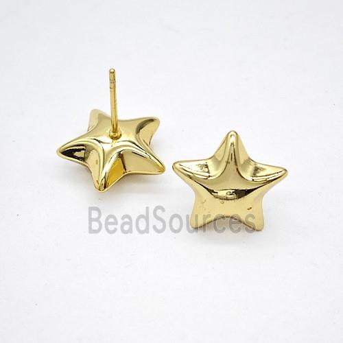 Copper Star Stud Earrings Gold Plated