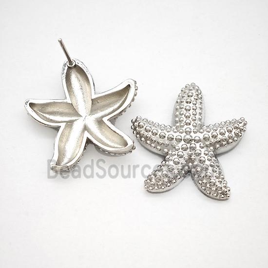 Copper Starfish Stud Earrings Platinum Plated