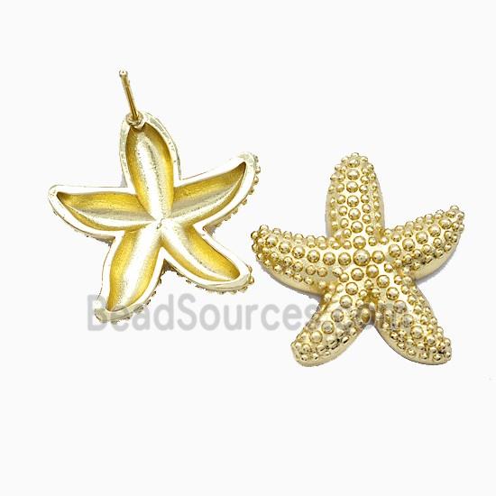 Copper Starfish Stud Earrings Gold Plated