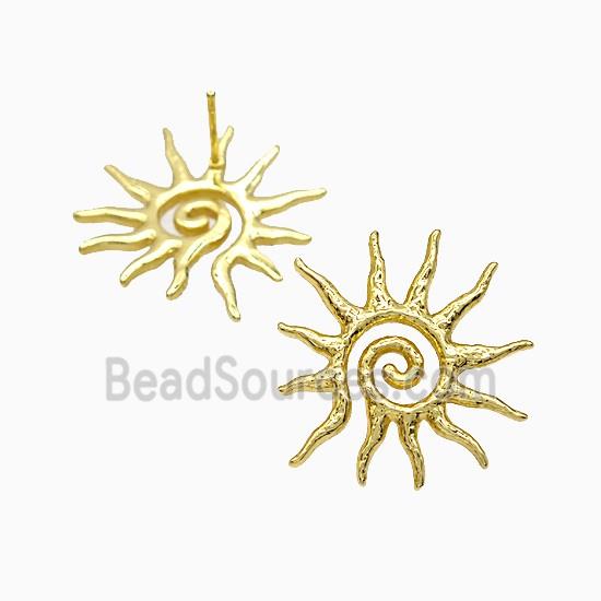 Copper Sun Stud Earrings Gold Plated