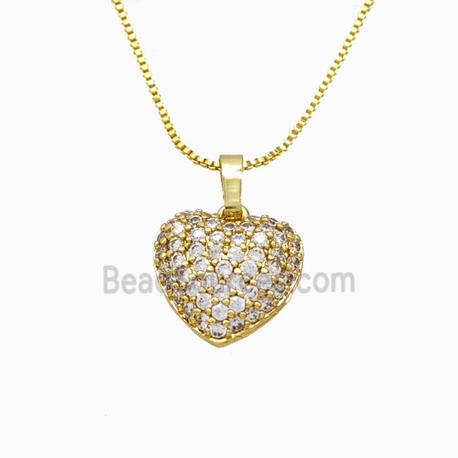 Copper Heart Necklace Pave Zirconia Gold Plated