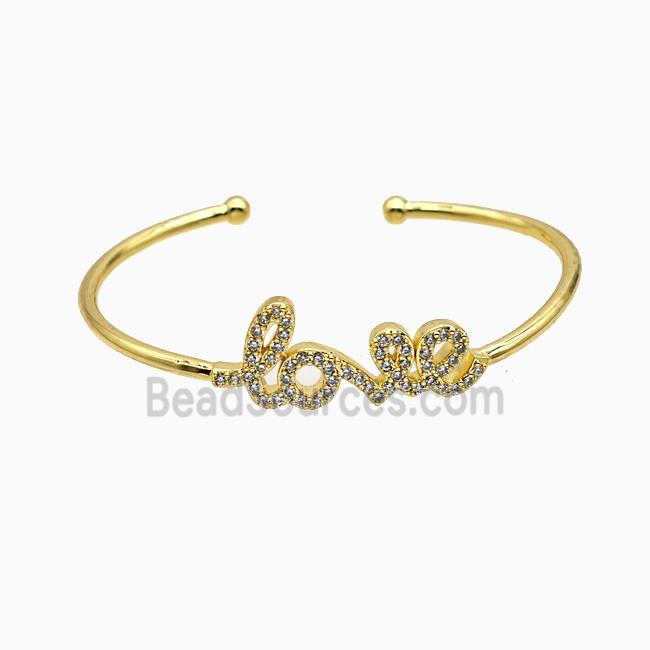 Copper Love Bangle Micropave Zirconia Gold Plated