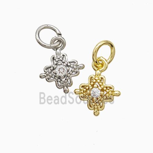 Copper Cross Pendant Pave Zirconia Mixed