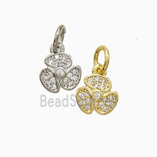 Copper Clover Pendant Pave Zirconia Mixed