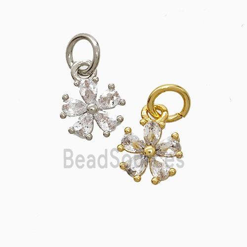 Copper Flower Pendant Pave Zirconia Mixed