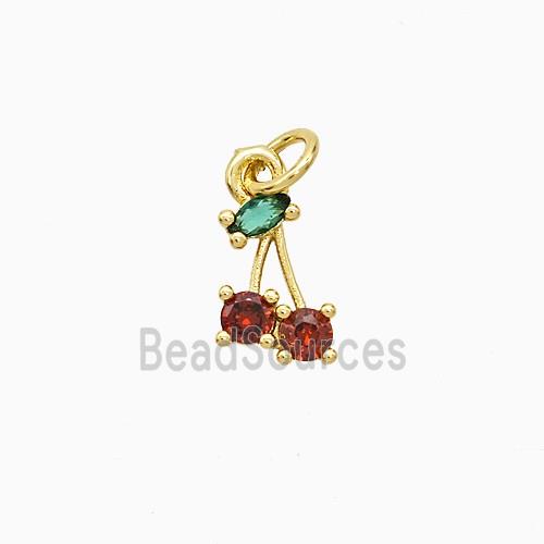 Copper Cherry Pendant Pave Zirconia Gold Plated