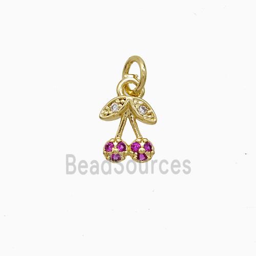 Copper Cherry Pendant Pave Zirconia Gold Plated