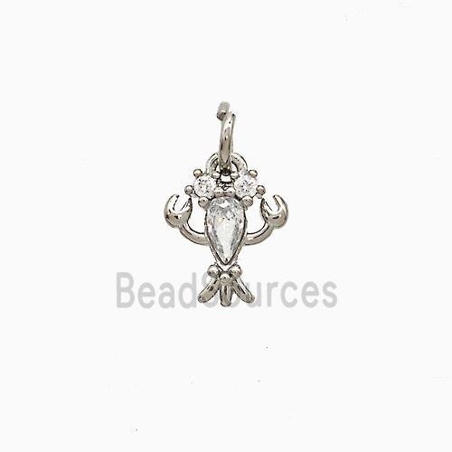 Copper Crab Pendant Pave Zirconia Platinum Plated