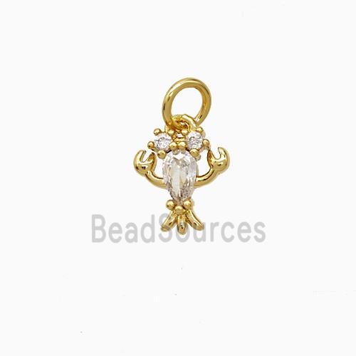 Copper Crab Pendant Pave Zirconia Gold Plated