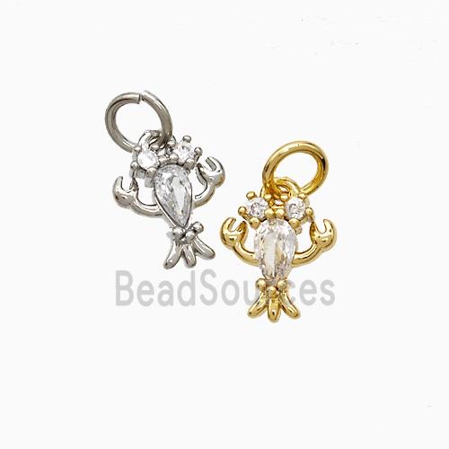 Copper Crab Pendant Pave Zirconia Mixed