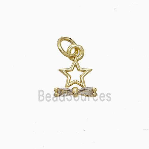 Copper Star Pendant Pave Zirconia Gold Plated