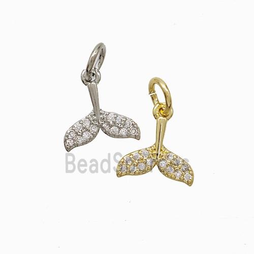 Copper Mermaid-Tail Pendant Pave Zirconia Mixed