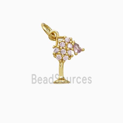 Copper Cup Pendnat Pave Zirconia Gold Plated