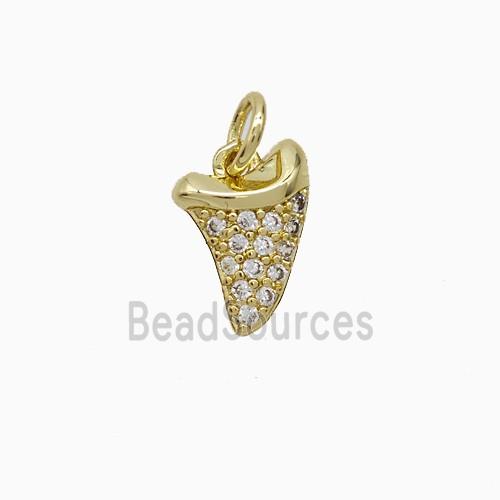 Copper Shark Tooth Charms Pendant Pave Zirconia Gold Plated
