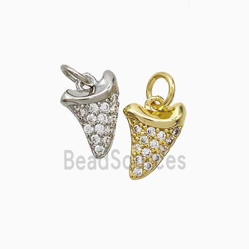 Copper Shark Tooth Charms Pendant Pave Zirconia Mixed