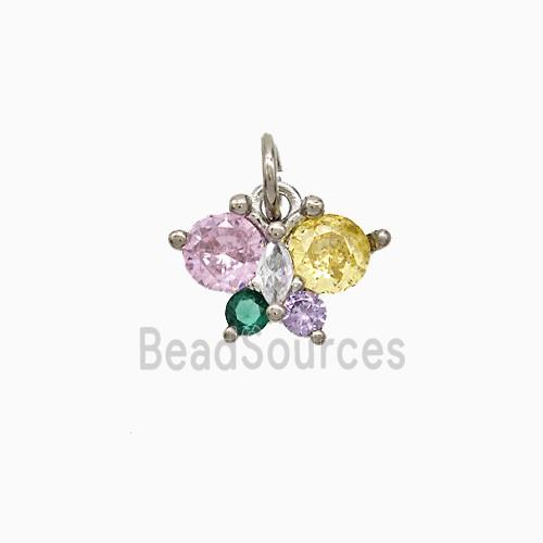 Copper Butterfly Pendant Pave Crystal Glass Platinum Plated