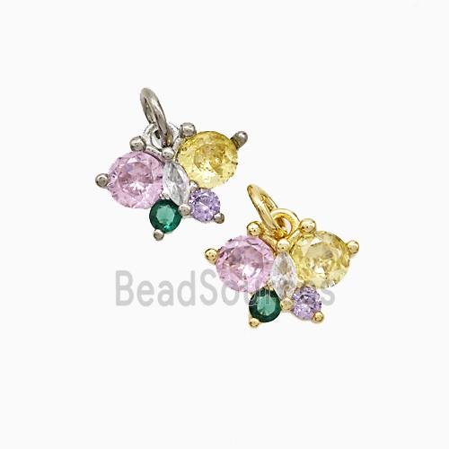 Copper Butterfly Pendant Pave Crystal Glass Mixed