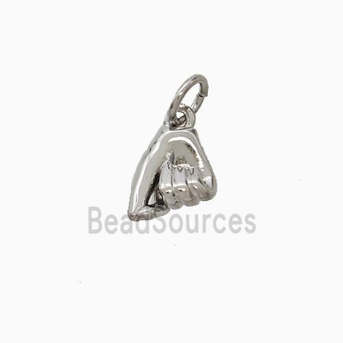 Copper Love Hand Sign Pendant Platinum Plated