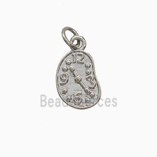 Copper Clock Pendant Platinum Plated