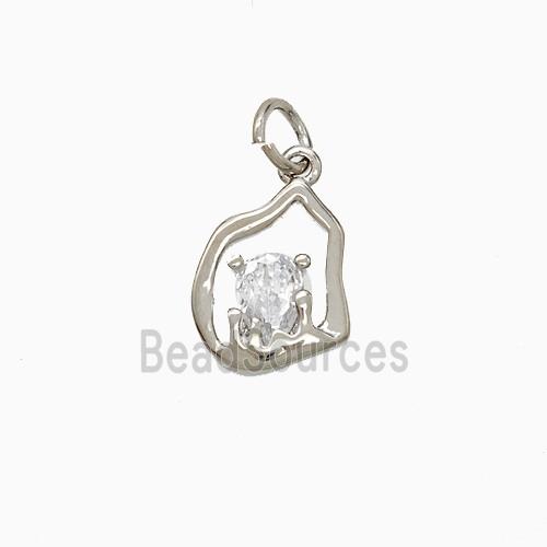 Copper Flame Pendant Pave Zirconia Platinum Plated
