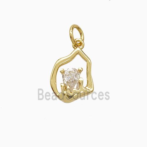 Copper Flame Pendant Pave Zirconia Gold Plated
