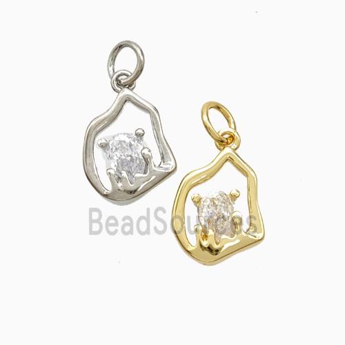 Copper Flame Pendant Pave Zirconia Mixed