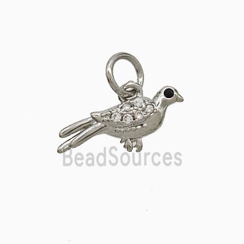Copper Birds Pendant Pave Zirconia Platinum Plated