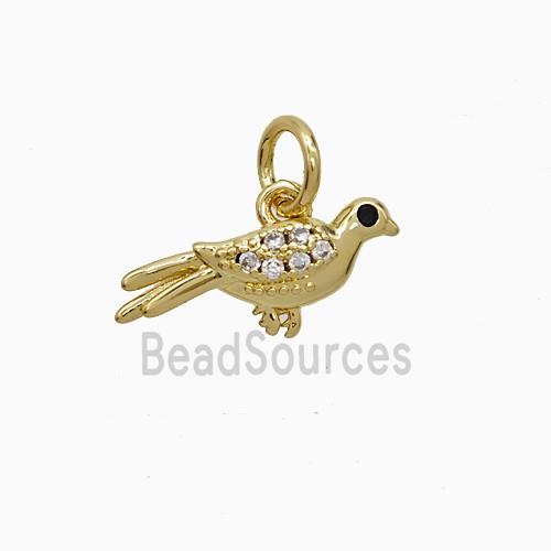 Copper Birds Pendant Pave Zirconia Gold Plated