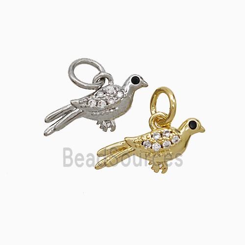 Copper Birds Pendant Pave Zirconia Mixed