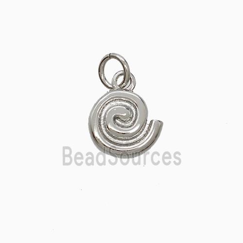Copper Spiral Shell Pendant Platinum Plated
