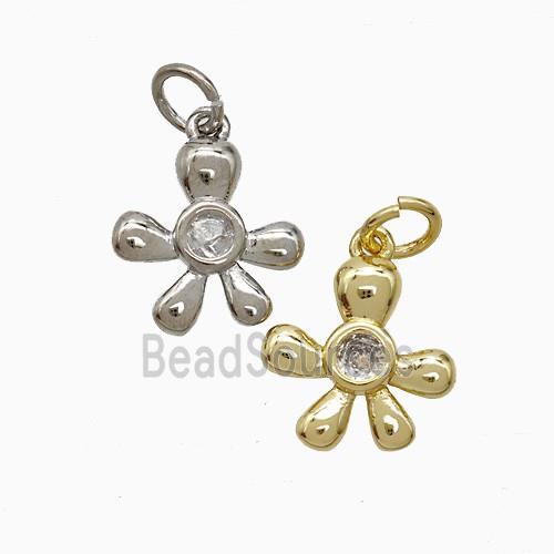 Copper Flower Pendant Pave Zirconia Mixed