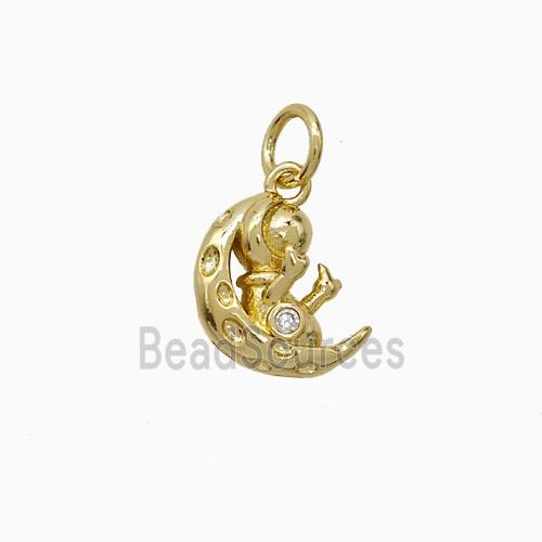 Copper Moon Baby Pendant Pave Zirconia Gold Plated