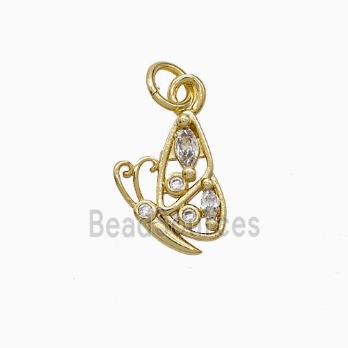 Copper Butterfly Pendant Pave Zirconia Gold Plated