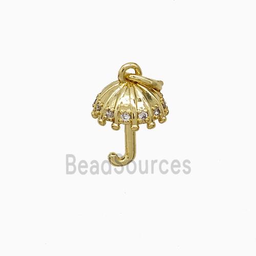 Copper Umbrella Pendant Pave Zirconia Gold Plated